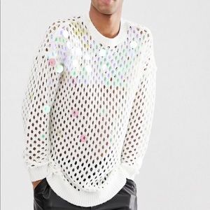 Asos iridescent Sequin net sweater